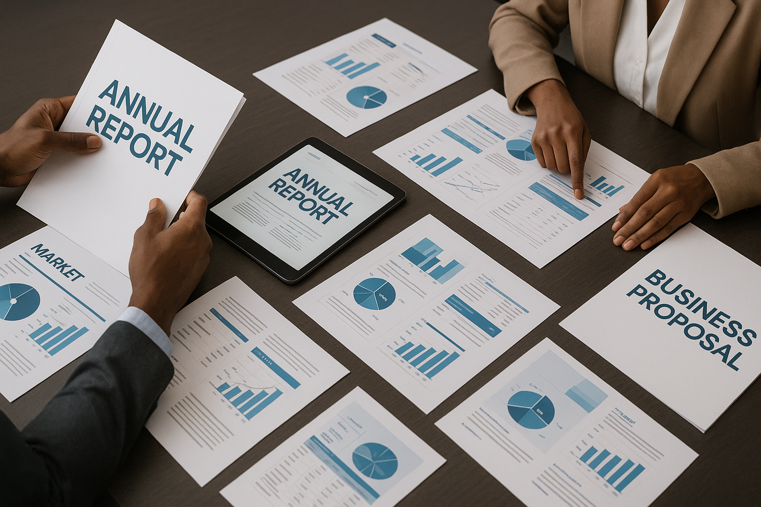 Professional corporate report and presentation layouts